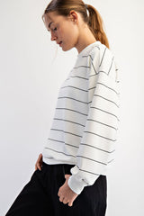 Modal Scuba Stripe Crew Neck Top