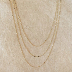 18k Gold Filled 1mm Curb Chain With Pressed Details: 16 inches