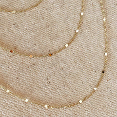18k Gold Filled 1mm Curb Chain With Pressed Details: 16 inches