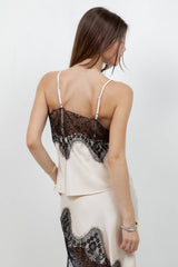 CONTRAST LACE SATIN TANK TOP