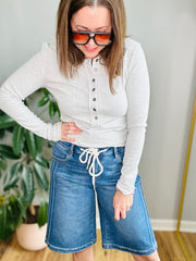 Classic Ribbed Long Sleeve Henley Top