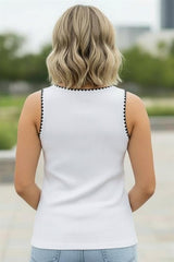 Contrast Trim Ribbed Tank