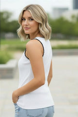 Contrast Trim Ribbed Tank