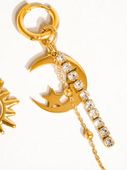 18K Gold Plated Non-Tarnish Mismatch Sun & Moon Earrings