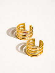 18K Gold Plated Non-Tarnish Stripe Ear Cuff