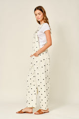 Polka Dot Slouchy Denim Overalls