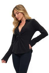 Collared Twist-Front Top