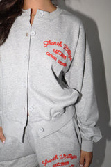 French Graphic Embroidered Sweatshirt Cardigan – Relaxed Fit