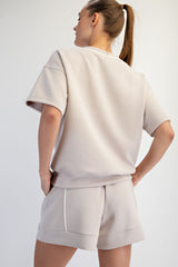 Scuba Knit V-Neck Lounge Top