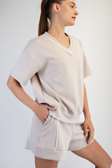 Scuba Knit V-Neck Lounge Top