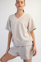 Scuba Knit V-Neck Lounge Top