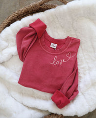 Love Heart Neckline Cropped Thermal Pullover