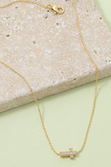 Secret Box Gold Dipped Mini Cross Necklace
