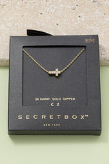 Secret Box Gold Dipped Mini Cross Necklace