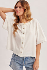 Boxy Button Front Cardigan Tee