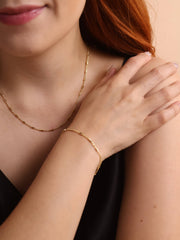 18k Gold Filled Mini Tube Chain Bracelet: 7 inches