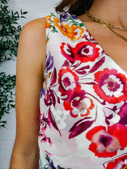 Mac and Me Printed Mesh Scalloped Edge Top