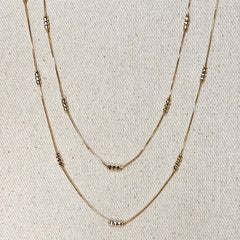 18k Gold Filled Bead Detailed Box Chain: 16 inches