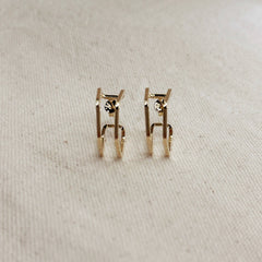 18k Gold Filled Double Wire Geometric C Hoop Earrings