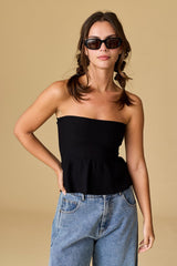 Ellie Strapless Knit Peplum Top