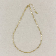 18K Gold Filled Textured Bar Link Necklace: 16 inches