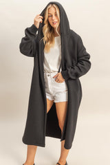 Longline Hooded Sweatshirt Coat