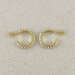 18k Gold Filled 22mm Pearl C-Hoop Earrings