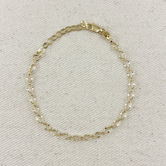 18k Gold Filled Diamond Cut Detailed Chain Bracelet
