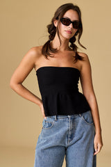 Ellie Strapless Knit Peplum Top