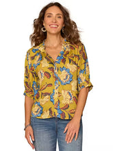 Ruffle Edge Printed Button Down Top