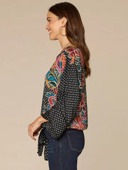 Abstract Placement Print Dolman Sleeve Top