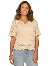 Scallop Edge Crochet Button Down Top