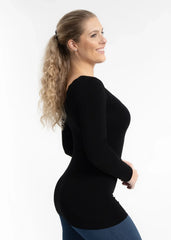 Lace Trim Long Sleeve V-Neck
