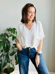 Flowy Dolman Sleeve V-Neck Top