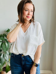 Flowy Dolman Sleeve V-Neck Top