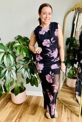 Midnight Bloom Mesh Maxi Dress