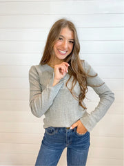 Mac and Me Long Sleeve V-Neck Ribbed Top