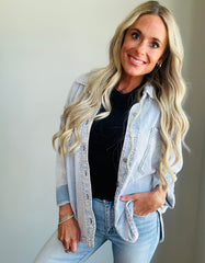 Oversized Light Wash Denim Shirt – Effortless Everyday Style