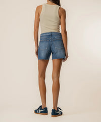 High-Rise Long Denim Shorts