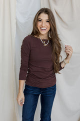 Mac & Me Ruched Double-Layer Long Sleeve Top