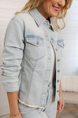 Bleached Denim Ruched-Sleeve Jacket – Mac and Me Exclusive
