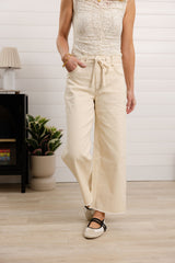 Mac and Me Signature Tie-Waist, Wide Leg, Ecru Bottom
