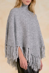 Cozy Fringe Turtleneck Poncho