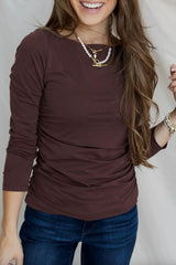 Mac & Me Ruched Double-Layer Long Sleeve Top