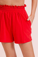 Half Zip Pullover & Shorts Lounge Game Day Set: Red / S