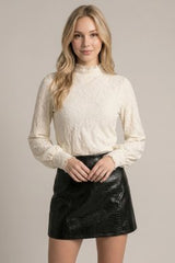 Ivory Romance Lace Mock Neck Top