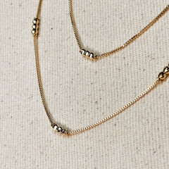 18k Gold Filled Bead Detailed Box Chain: 16 inches