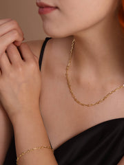 18k Gold Filled 3x1 Alternated Paperclip Necklace: 18 inches