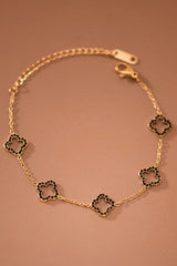 18k Gold Pvd Plated Stainless Steel Clover Chain Bracelet