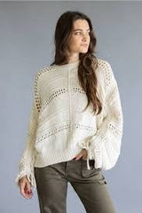 Open Knit Tie Detail Sweater